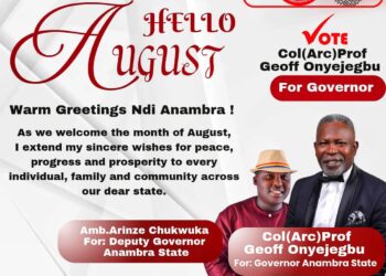 Col. Arc. Prof. Geoff Onyejegbu Wishes Anambra a Peaceful, Prosperous August
