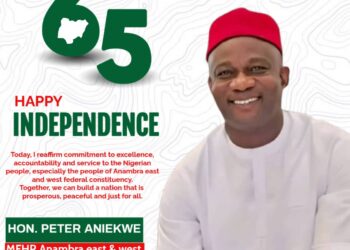 Aniekwe Congratulates Nigerians on 65 years of independence