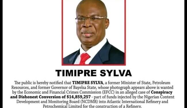 Nigeria’s EFCC Declares Ex-Governor Timipre Sylva Wanted