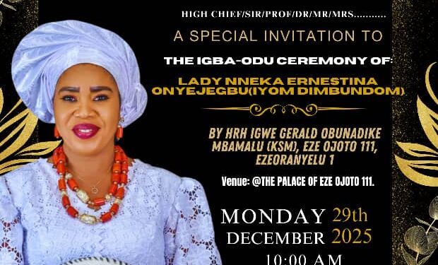 IYOM DIMBUNDOM Title Conferment On Lady Onyejegbu – Today!